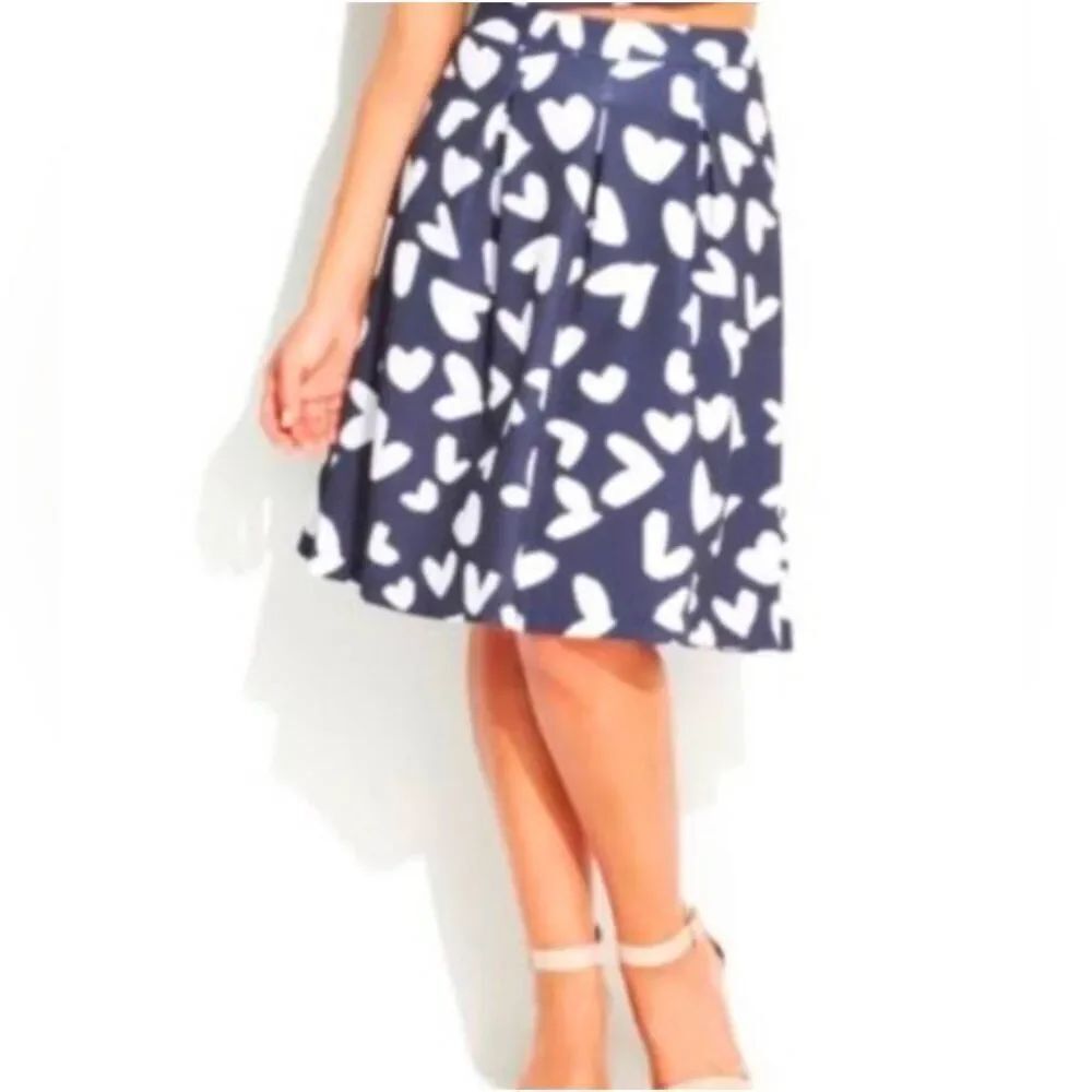 🔸️NWT Inc International Concepts Dancing Hearts Blue & White Skirt Medium